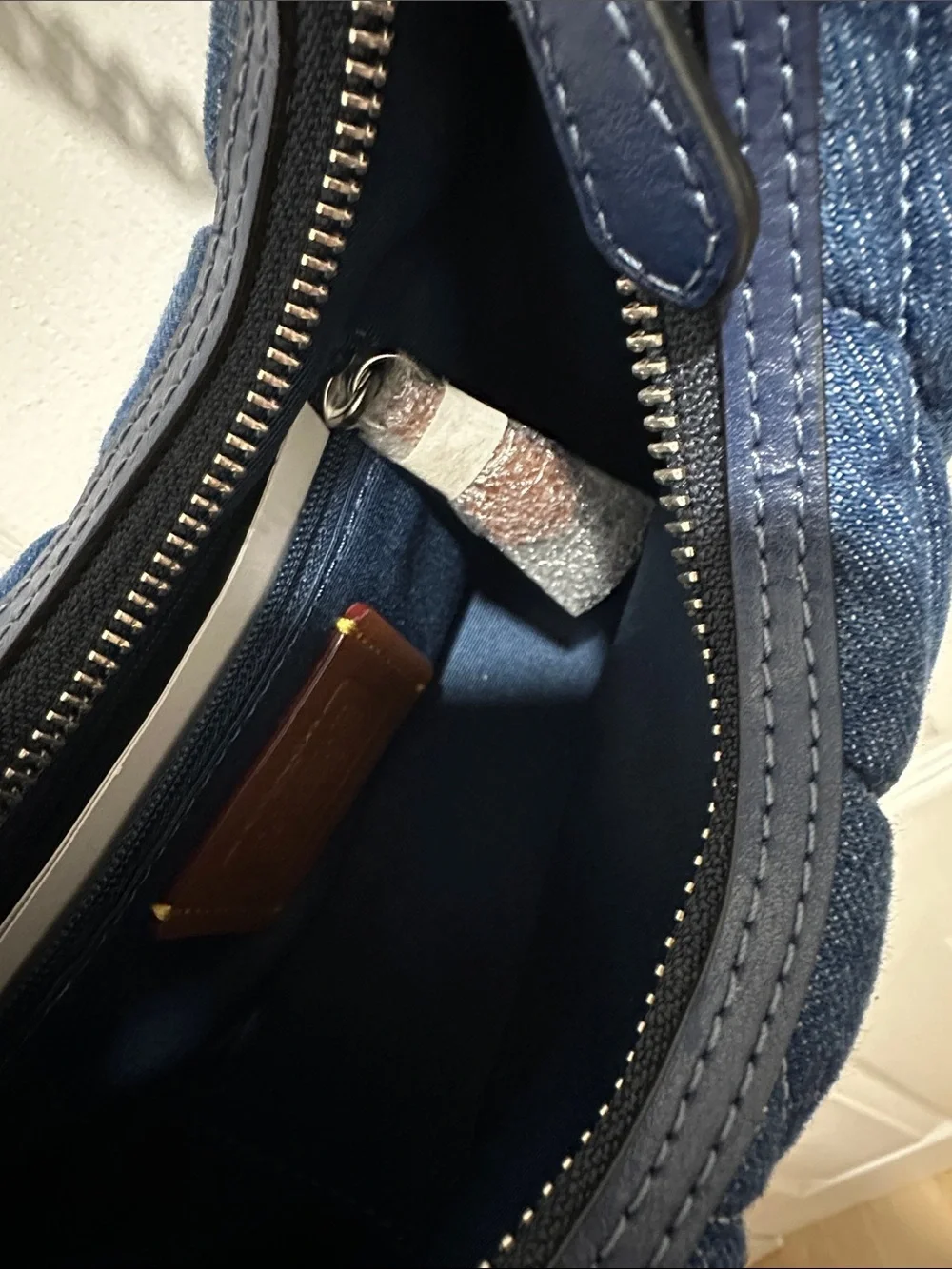 Coach Quilted Denim Crossbody Bag in Dark Blue